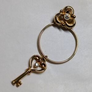 Vintage gold diamond key charm holder pendant